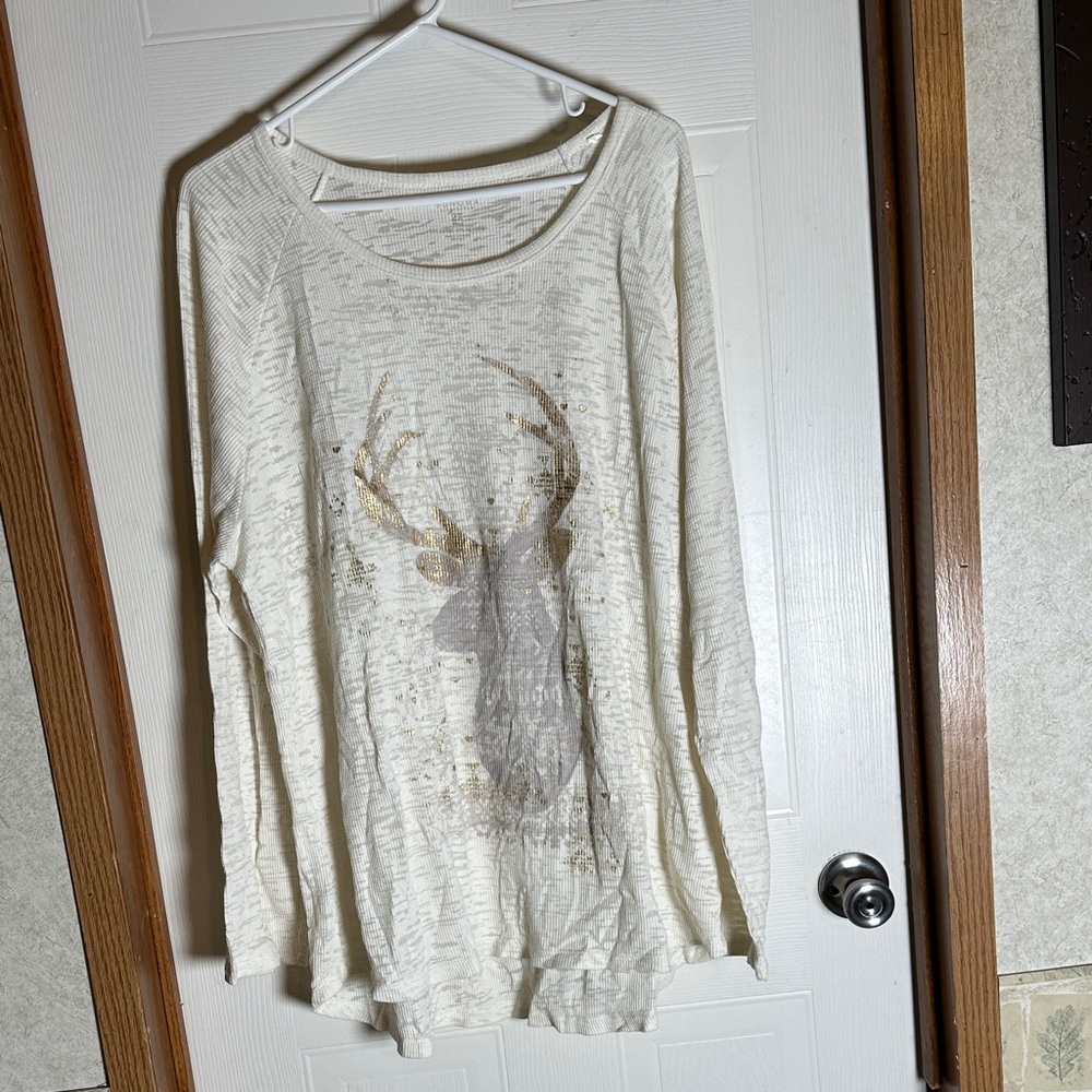 Sonoma Cream Textured Long Sleeve Top